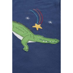 Pyjamas - Animals - SUMMER - Frugi - PORTH - Navy Blue and Green - CROCODILE 