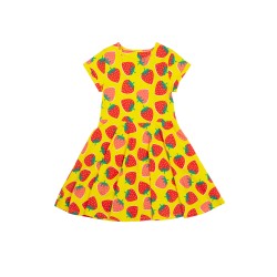 Dress - SKATER - Garden - Short sleeves - FRUGI - Strawberry Patch - Bee Happy - Yellow