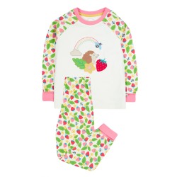 Pyjamas - Garden - Frugi - Jamie - Bee Happy - Hedgehog and strawberries 