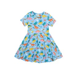 Dress - SKATER - Dinosaurs - Short sleeves - Frugi - Bluebird LAND - Sunshine