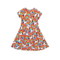 Dress - SKATER - HORSES - Short sleeves - FRUGI - Over the rainbow  