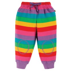 Trousers - Crawlers - Frugi - Pink foxglove Rainbow Stripe - last size 