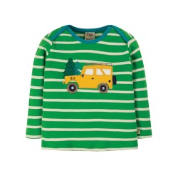 Top - VEHICLES - Frugi - Bobby - Glen - TRUCK - Green Stripe