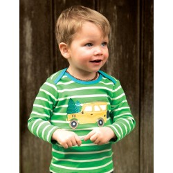 Top - VEHICLES - Frugi - Bobby - Glen - TRUCK - Green Stripe