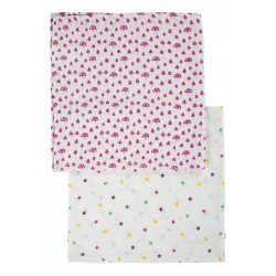 Muslin  and Blankets - Frugi -  Muslin - Pink Mushrooms and stars  2pc  - sale 