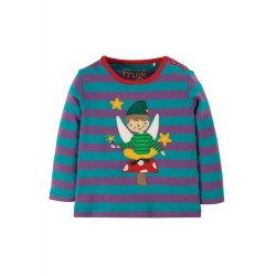 Top - FAIRY - Frugi - Button - Purple and Blue Stripe 
