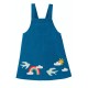 Dress - Frugi -  Mikko - Dungaree soft cord dress - Loch Blue and Birds 
