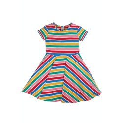 Dress - SKATER - Short sleeves - FRUGI - RAINBOW STRIPE WHITE 