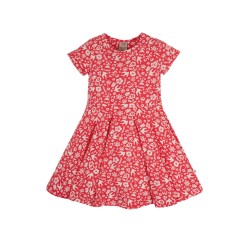 Dress - SKATER - Short sleeves - FRUGI - FLOWERS BLOOM BIRDS - Watermelon Pink