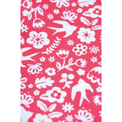 Dress - SKATER - Short sleeves - FRUGI - FLOWERS BLOOM BIRDS - Watermelon Pink