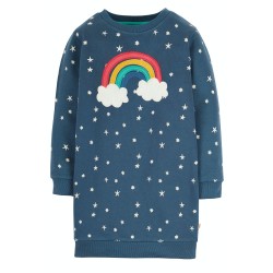 Dress - Frugi - Eloise - Jumper dress - Indigo Blue Stars and Rainbow 