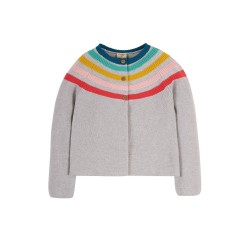 Cardigan - Frugi - Gabbie - Grey with Rainbow - last 9-10y