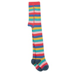 Tights - STRIPE - WARM - Frugi - Toasty TERRY Knit - Bright Rainbow 