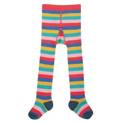 Tights - STRIPE - WARM - Frugi - Toasty TERRY Knit - Bright Rainbow 