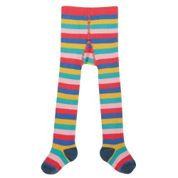 Tights - Frugi - WARM - Toasty TERRY Knit - Bright Rainbow Stripe 