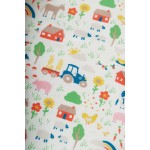Babygrow - Frugi - White and Yellow cuffs - Life at the Farm - Tractor and Farm animals - 0-3, 3-6, 6-12m - SALE