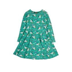 Dress - SKATER - Birds - Long sleeves - Frugi -  Ptarmigan Rainbow -clearance