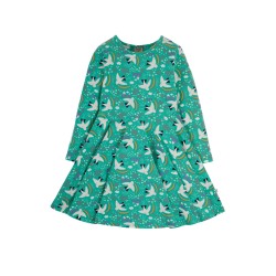 Dress - SKATER - Long sleeves - Frugi - BIRDS - Ptarmigan Aqua Rainbow 