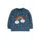 Jumper- Frugi - Easy On Jumper - Stars with Aqua Patch Elbow and Rainbow 