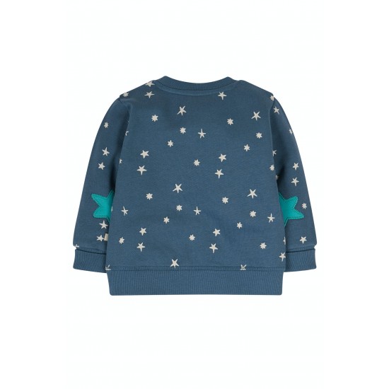 Jumper- Frugi - Easy On Jumper - Stars with Aqua Patch Elbow and Rainbow 