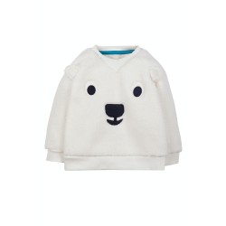 Jumper - PLAIN - WHITE - Frugi - Ted - Easy On fleece - BEAR - clearance
