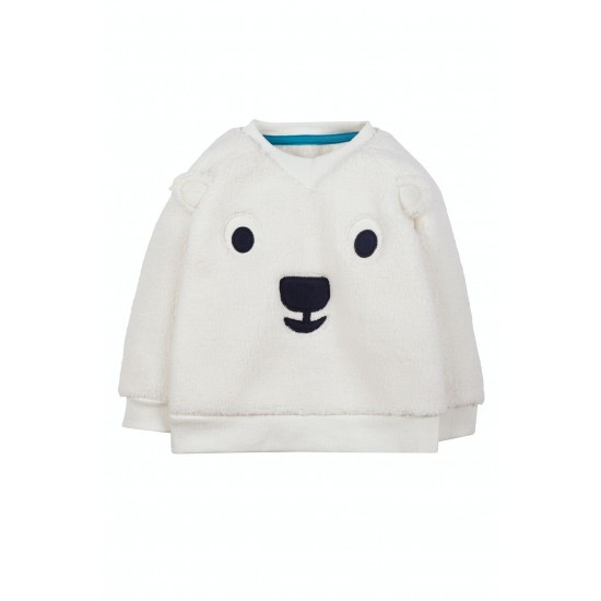 Fleece - Frugi - Ted - Easy On - White Fleece Jumper - Polar Teddy Bear 