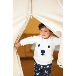 Jumper - PLAIN - WHITE - Frugi - Ted - Easy On fleece - BEAR - display marks 