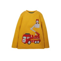 Top - VEHICLES - Frugi - Adventure - Yellow Fire Engine