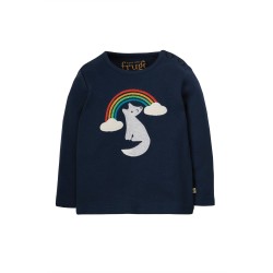 Top - Frugi - Button -  RAINBOW - Indigo Blue Rainbow and Wolf 