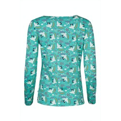 ADULT - TOP - FRUGI - BRYHER - Aqua Ptarmigan Bird  - ladies UK 8, 12, 14, 16, 18 -  sale 