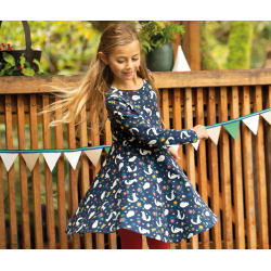 Dress - SKATER - Animals - Long sleeves - FRUGI - Snoozing wolf in meadow - Indies exclusive 