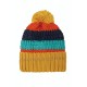 Hat - Frugi - Bobble - Rainbow Stripe - Yellow bobble pom - last size 