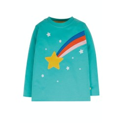 Top - Frugi - Adventure - Shooting Star - Aqua and Rainbow 