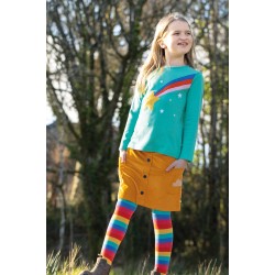 Top - Frugi - Adventure - Shooting Star - Aqua and Rainbow 