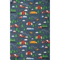 Pyjamas - Frugi - Twilight - Indigo Blue  Abisco - VEHICLES - farm tractor , car, trucks 