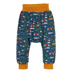 Trousers - Parsnip Pants - Vehicles - FRUGI - Indigo Abisco - farm tractors  and vehicles - last size 0-3m