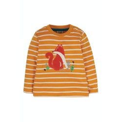 Top - Frugi - Discovery - Fox - gold stripe woodland fox