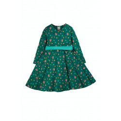 Dress - SKATER - Long sleeves - Frugi - PARTY - Green FOXES 