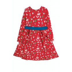 Dress - Frugi - Skater - Long Sleeves - Party RED Christmas Dress  with Bow - Lets party  - 6-12m  and 2-3, 5-6  - last 3 x left in 40% off clearance sale
