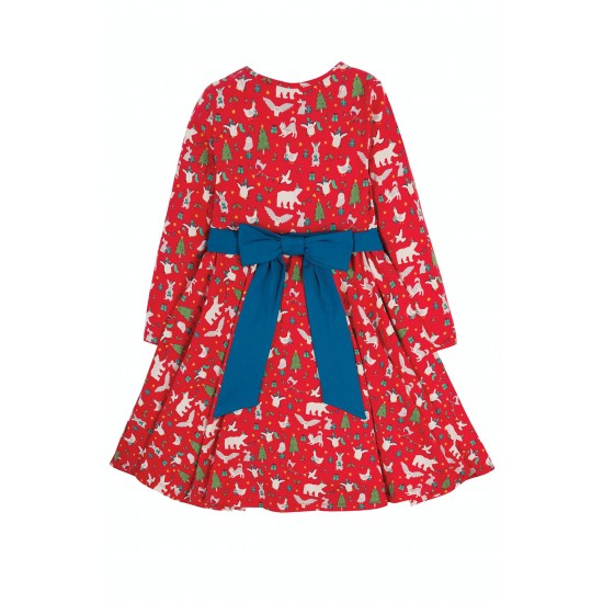 Dress - SKATER - Long sleeves - Frugi - Festive - PARTY - RED - Let’s party - Party Bow Dress - last size