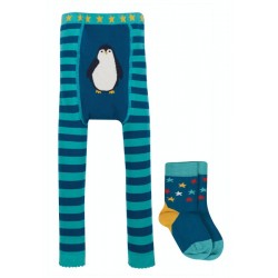 Leggings - Frugi - Knitted leggings with socks - Penguin Star