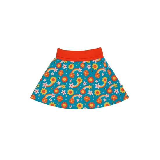 Dress and skirt - Skort - Frugi - Rosina - Skirt and shorts in one - Dahlia - Teal Orange Flower Daisies Skies - last size