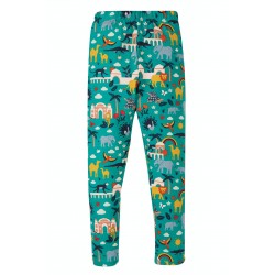Trousers and Leggings - Frugi - Leggings - Libby - INDIA -  Jewel Green - lion, camel, elephant, peacock , parakeet , turtle  , monkey, leopard and rainbow   0-3, 3-6, 6-12, 12-18, 18-24m and 2-3, 8-9, 9-10 -40% off clearance sale