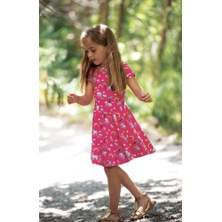 Dress - SKATER - Animals - Short sleeves - FRUGI - ELEPHANT - Pink Rainbow