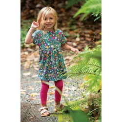 Set - 2pc - Frugi - Olivia - Flower Valley - Tunic Dress top and Pink leggings 