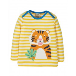 Top - Frugi - Bobby - Yellow and White  Stripe - Tiger