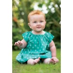 Set - Frugi - Octavia  - 2 pc outfit  set -  Reversible Dress and Pants  - Jewel Green duck -  0-3, 12-18, 18-24m and  2-3, 3-4, sale 