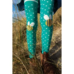 Tights - Frugi - Fun Knee Tights - Green Bee Bug - last size