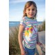 Top - Frugi - CAMILLE - HORSE - White and rainbow multi stripe - last size