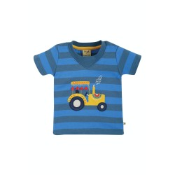 Top - Frugi - EASY ON -  FARM TRACTOR - Blue Stripe 